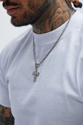 Built Stronger Cross Chain Necklace - Silver sold by Fashion Nova