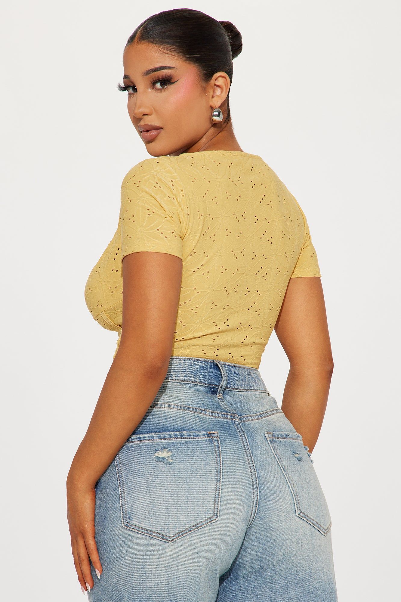 Edith Eyelet Blouse - Yellow sold by Fashion Nova product image thumbnail 3