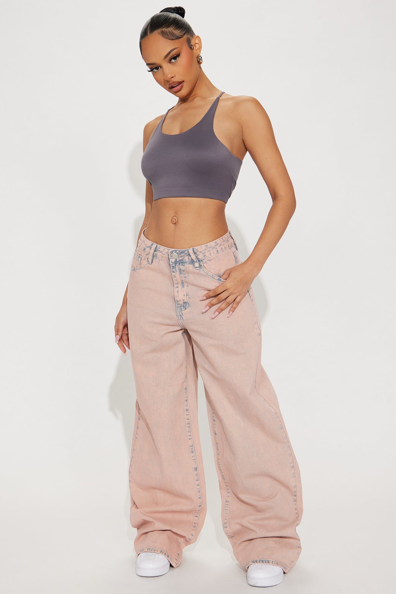 No Context Wide Leg Jeans - Pink sold by Fashion Nova
