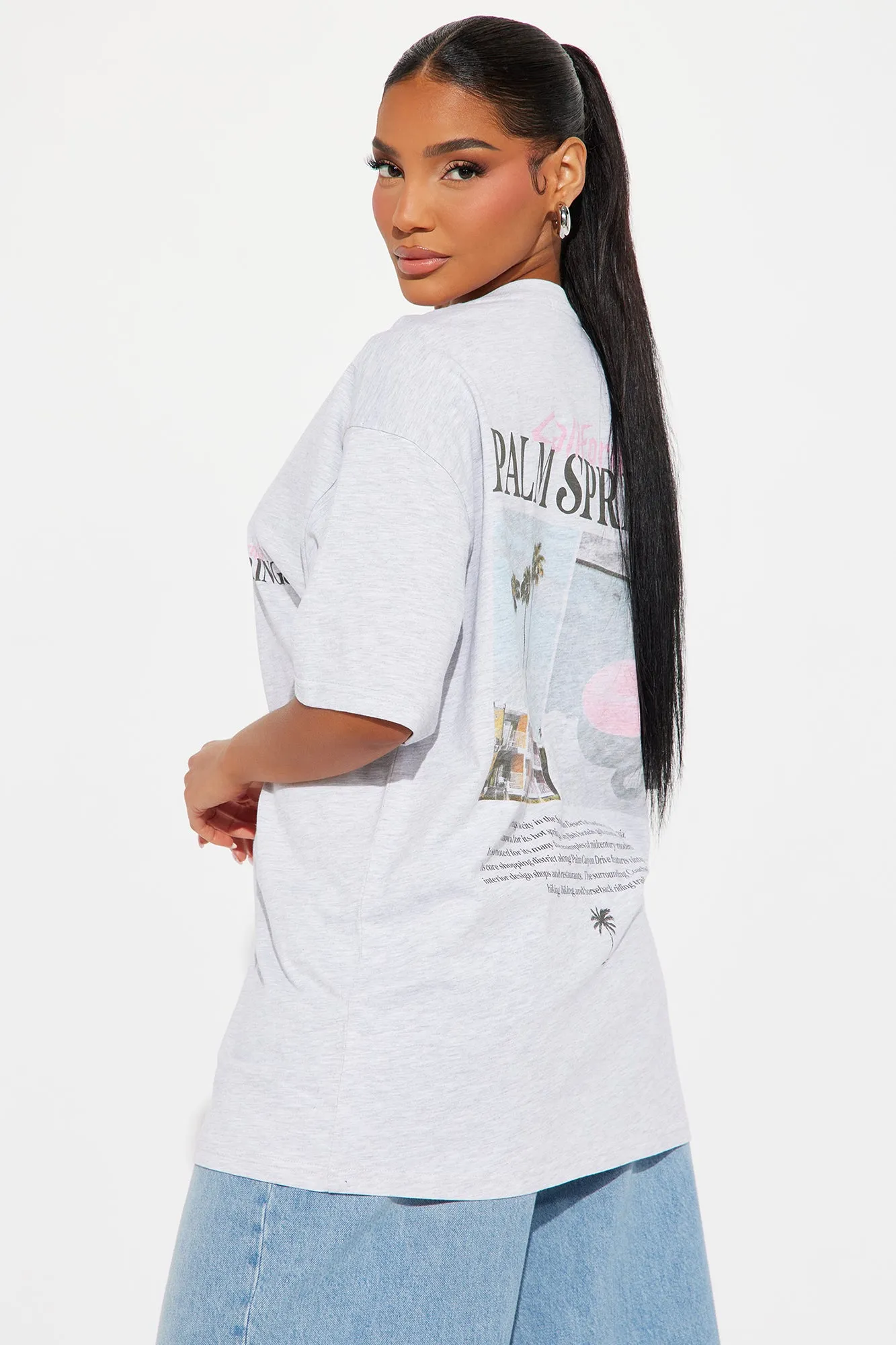 Palm Springs Getaway Tee - Heathered Grey sold by Fashion Nova