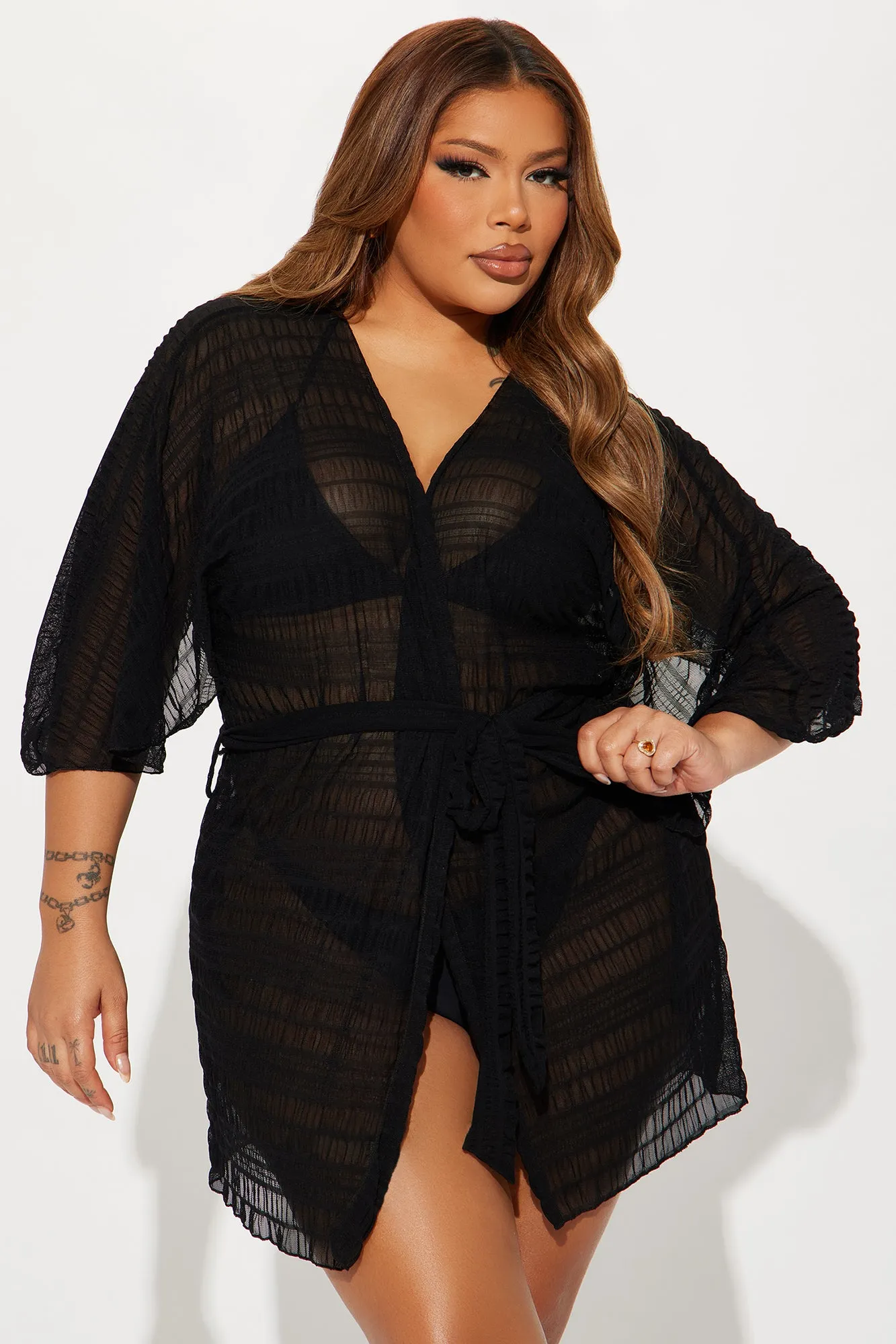 Summer Nostalgia Mesh Cover Up Dress - Black sold by Fashion Nova product image thumbnail 4
