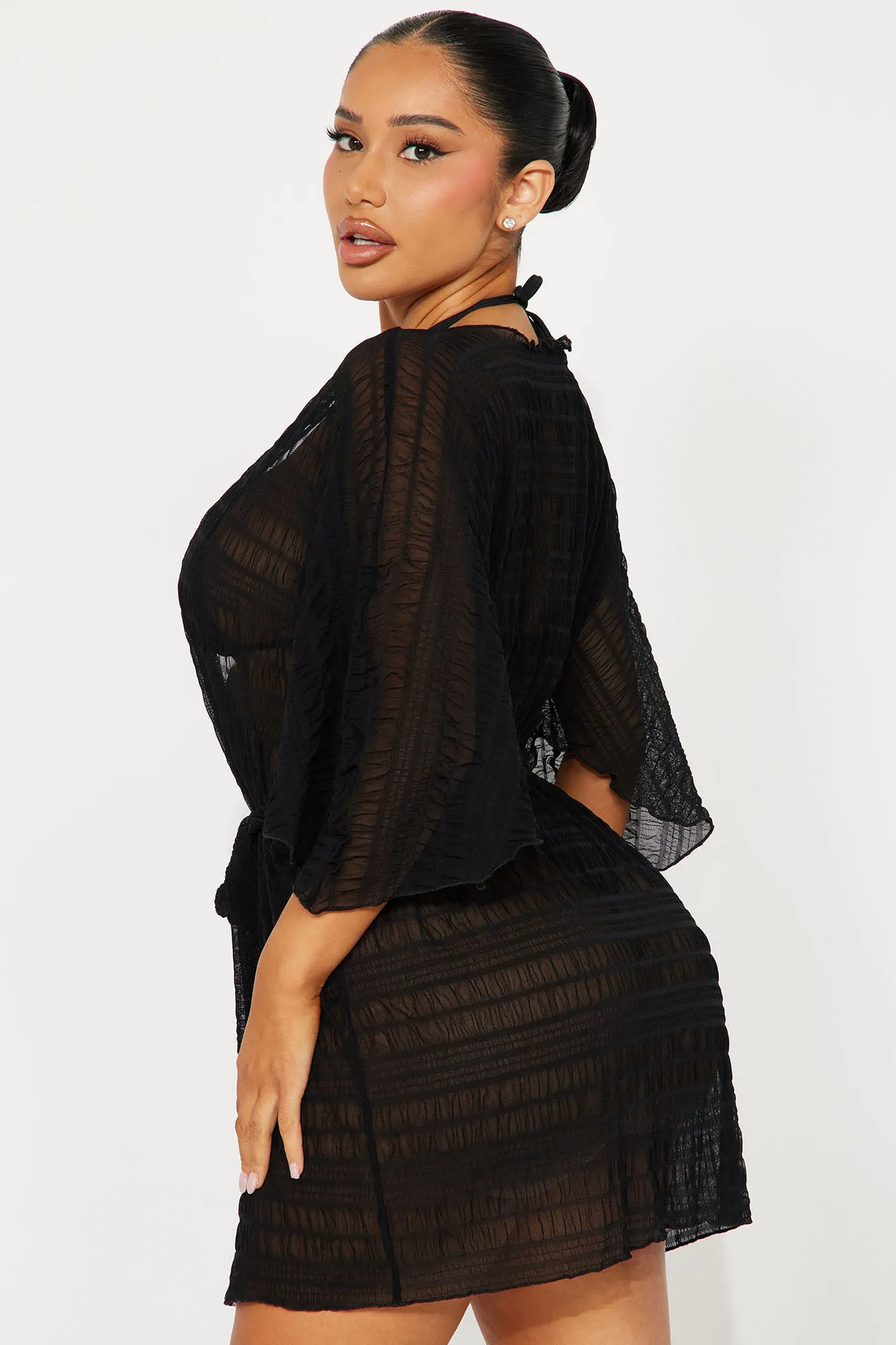 Summer Nostalgia Mesh Cover Up Dress - Black sold by Fashion Nova product image thumbnail 3