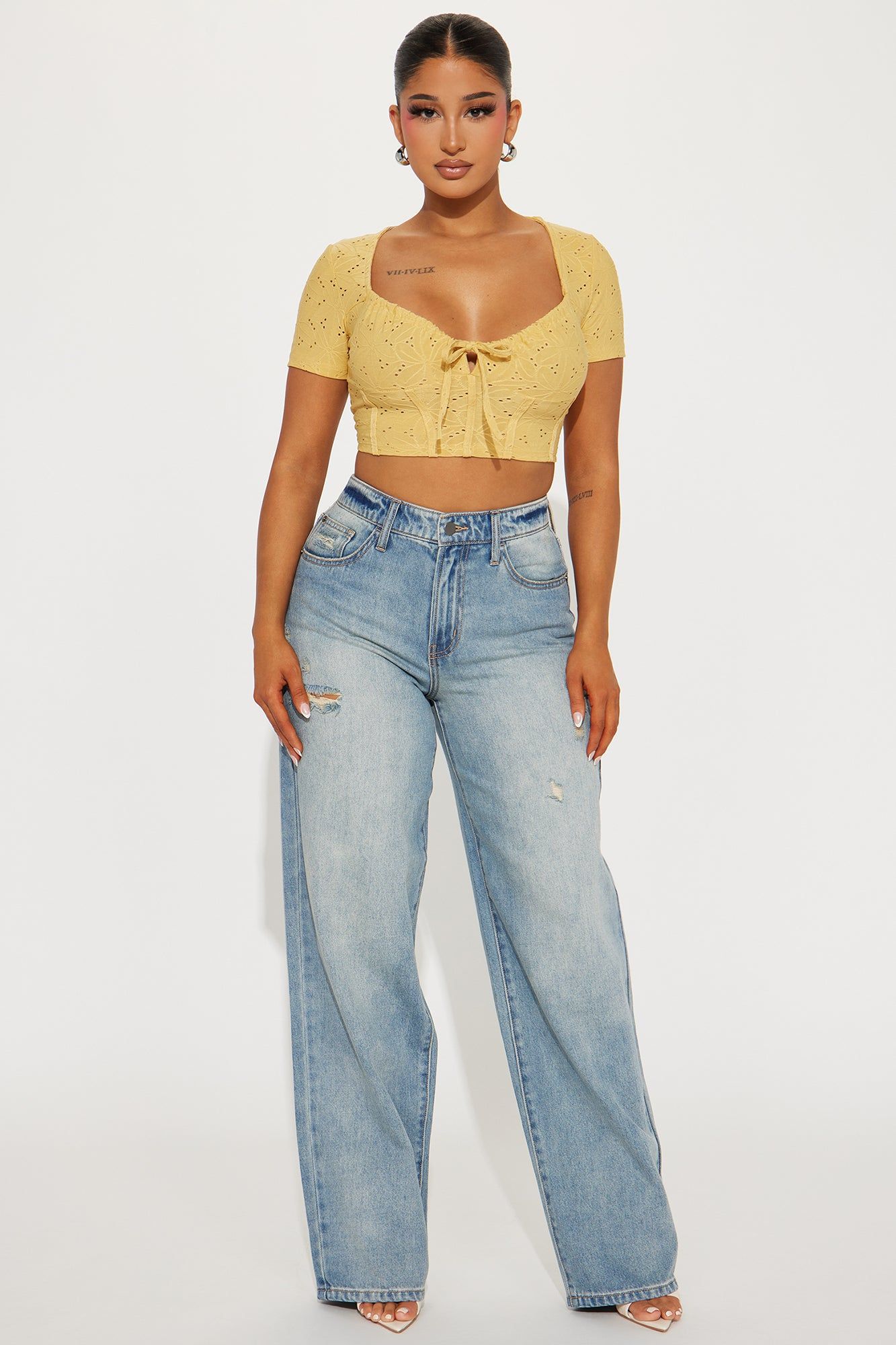 Edith Eyelet Blouse - Yellow sold by Fashion Nova product image thumbnail 2