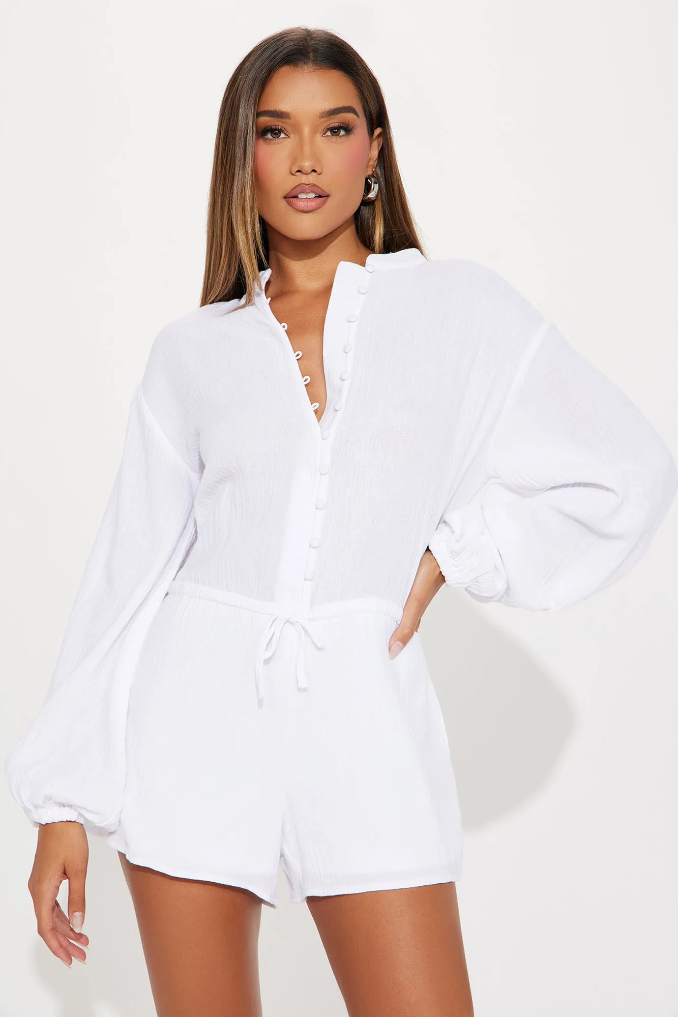 Always Say Goodbye Romper - White sold by Fashion Nova