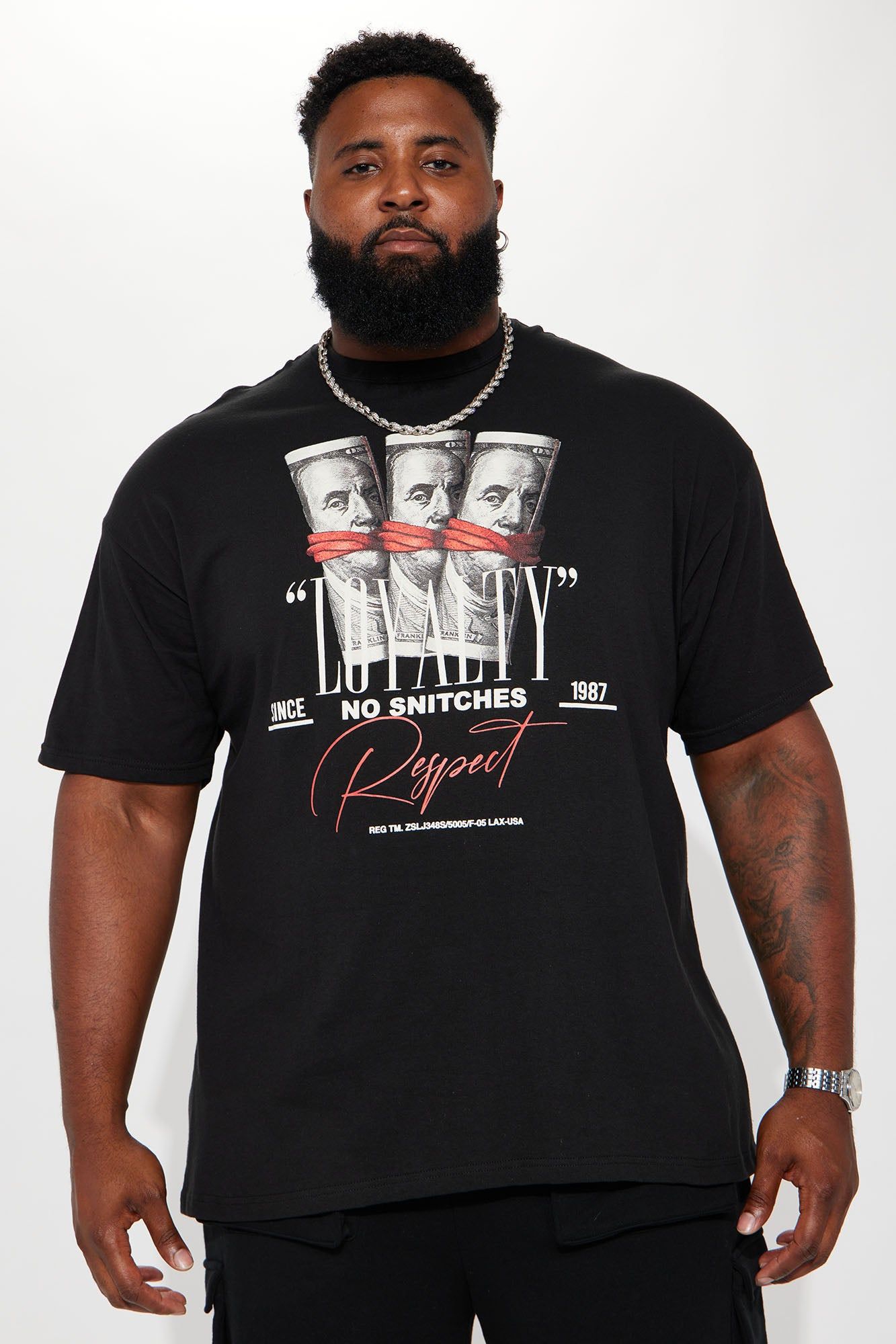 Loyalty No Snitches Short Sleeve Tee - Black sold by Fashion Nova product image thumbnail 2