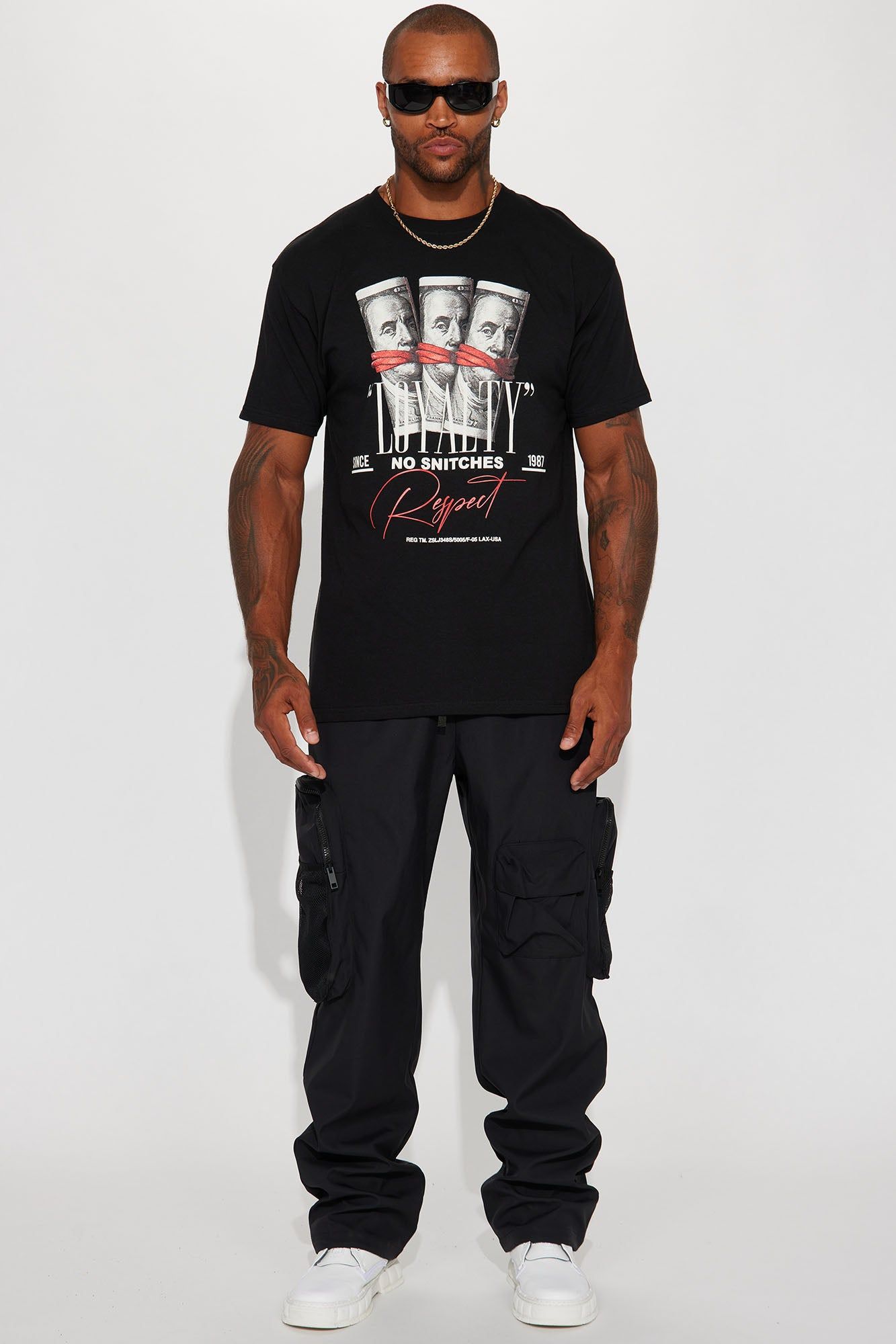 Loyalty No Snitches Short Sleeve Tee - Black sold by Fashion Nova product image thumbnail 3