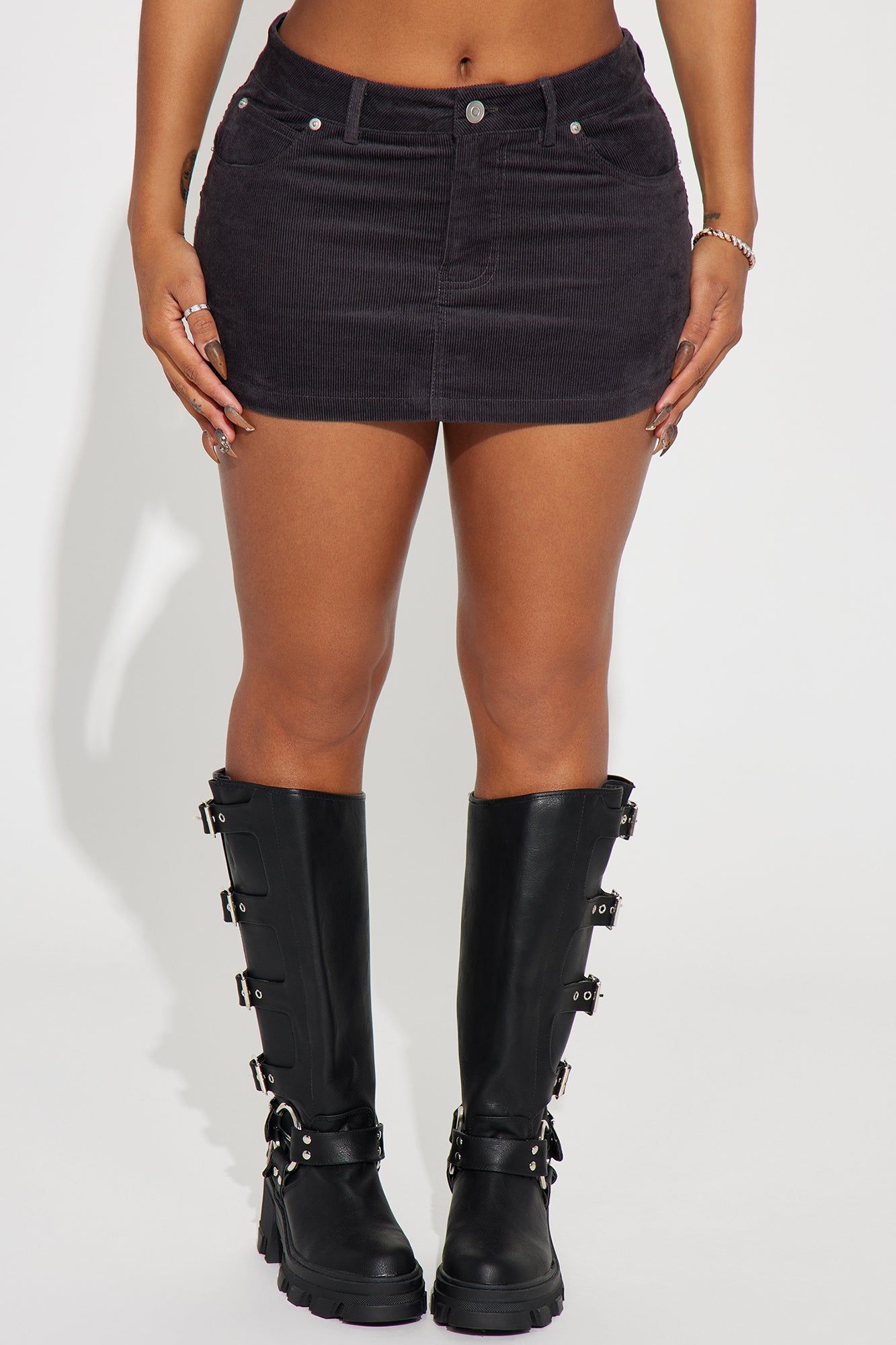 Betsy Corduroy Micro Mini Skirt - Charcoal sold by Fashion Nova product image thumbnail 2
