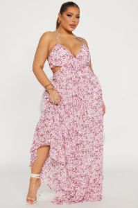 Shantel Chiffon Floral Maxi Dress - Pink/combo sold by Fashion Nova