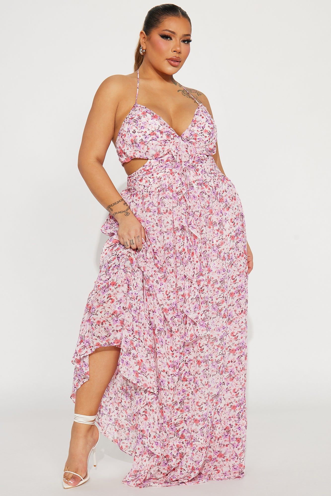 Shantel Chiffon Floral Maxi Dress - Pink/combo sold by Fashion Nova product image thumbnail 4