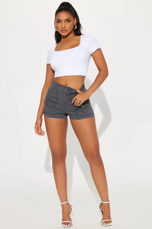 Keepin It Low Key Cargo Short - Charcoal sold by Fashion Nova