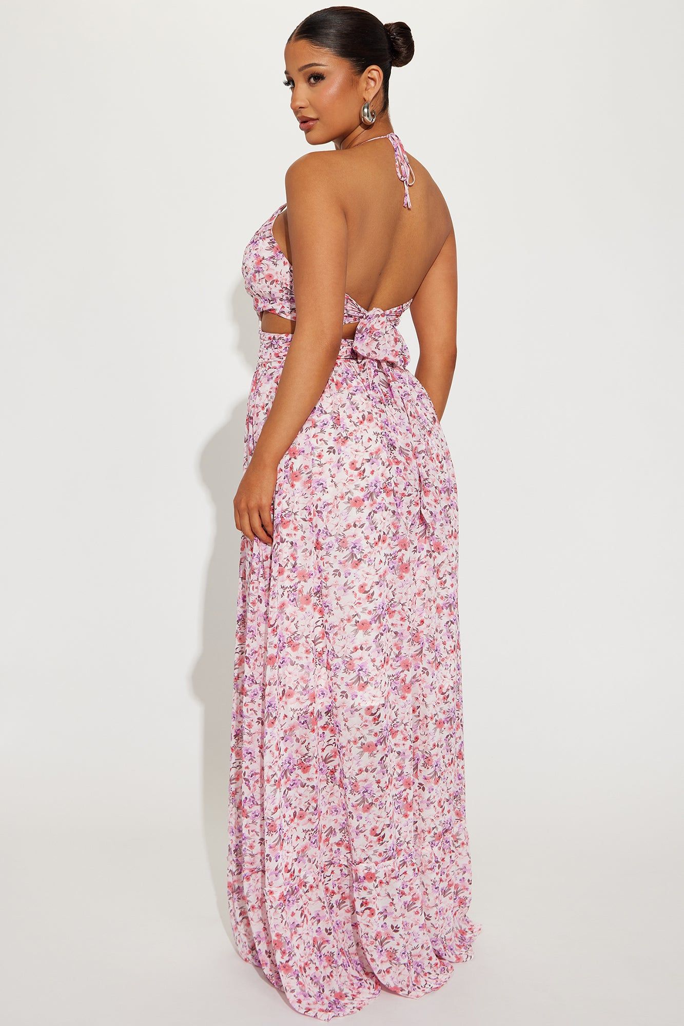 Shantel Chiffon Floral Maxi Dress - Pink/combo sold by Fashion Nova product image thumbnail 3