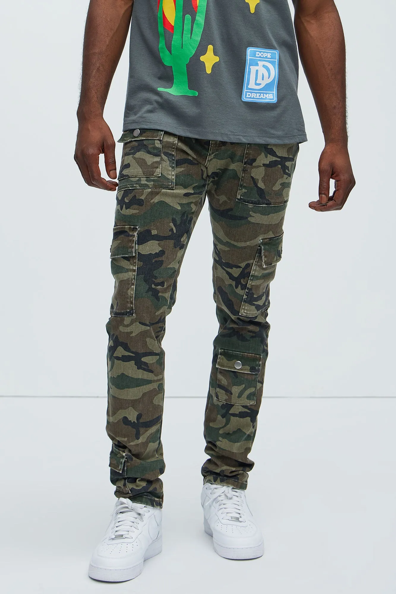 I'm Feeling Stacked Skinny Cargo Pants - Camouflage sold by Fashion Nova