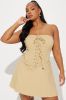 Parker Denim Mini Dress - Khaki sold by Fashion Nova