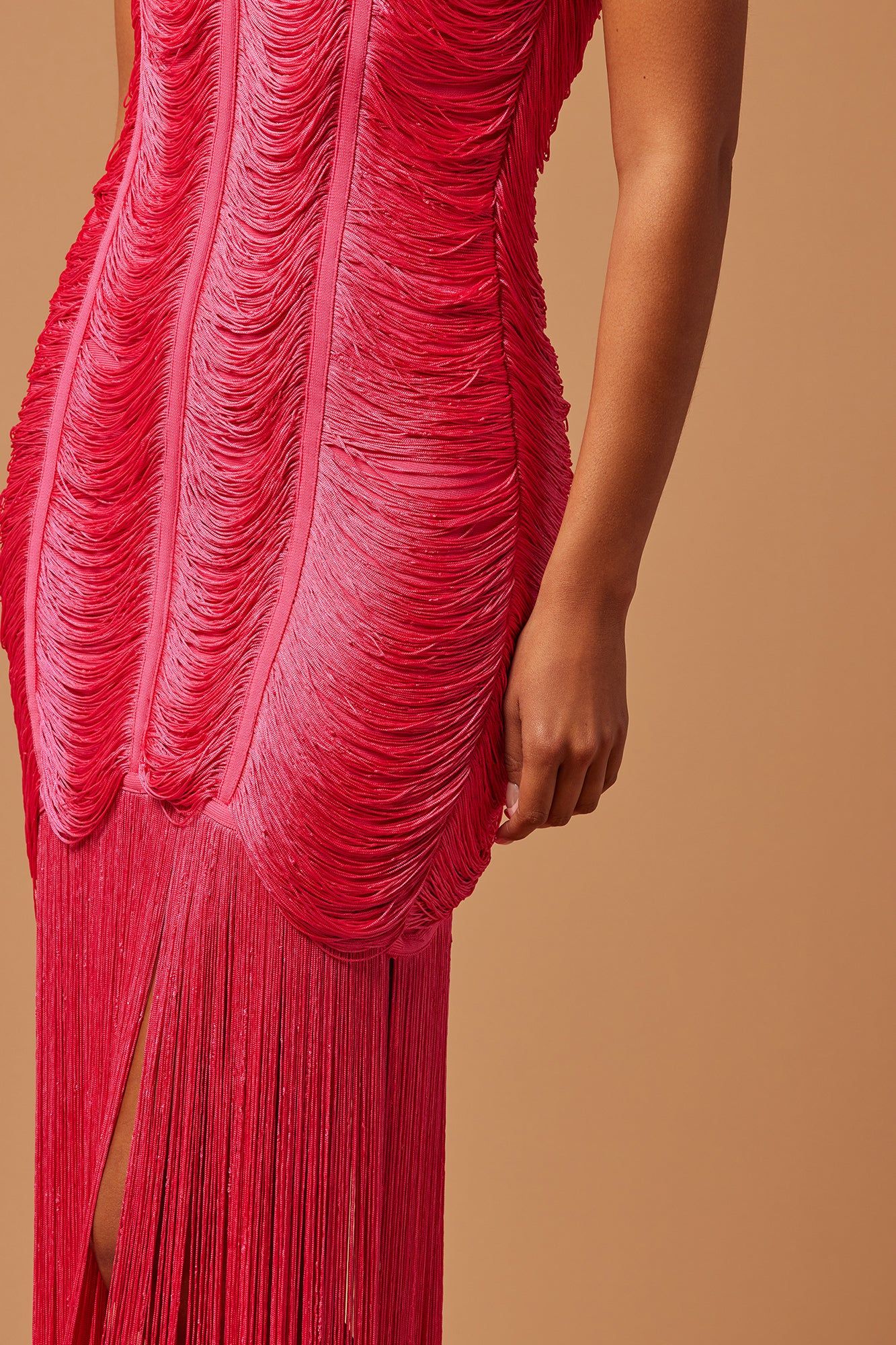 Kasey Fringe Bandage Mini Dress - Pink sold by Fashion Nova product image thumbnail 3