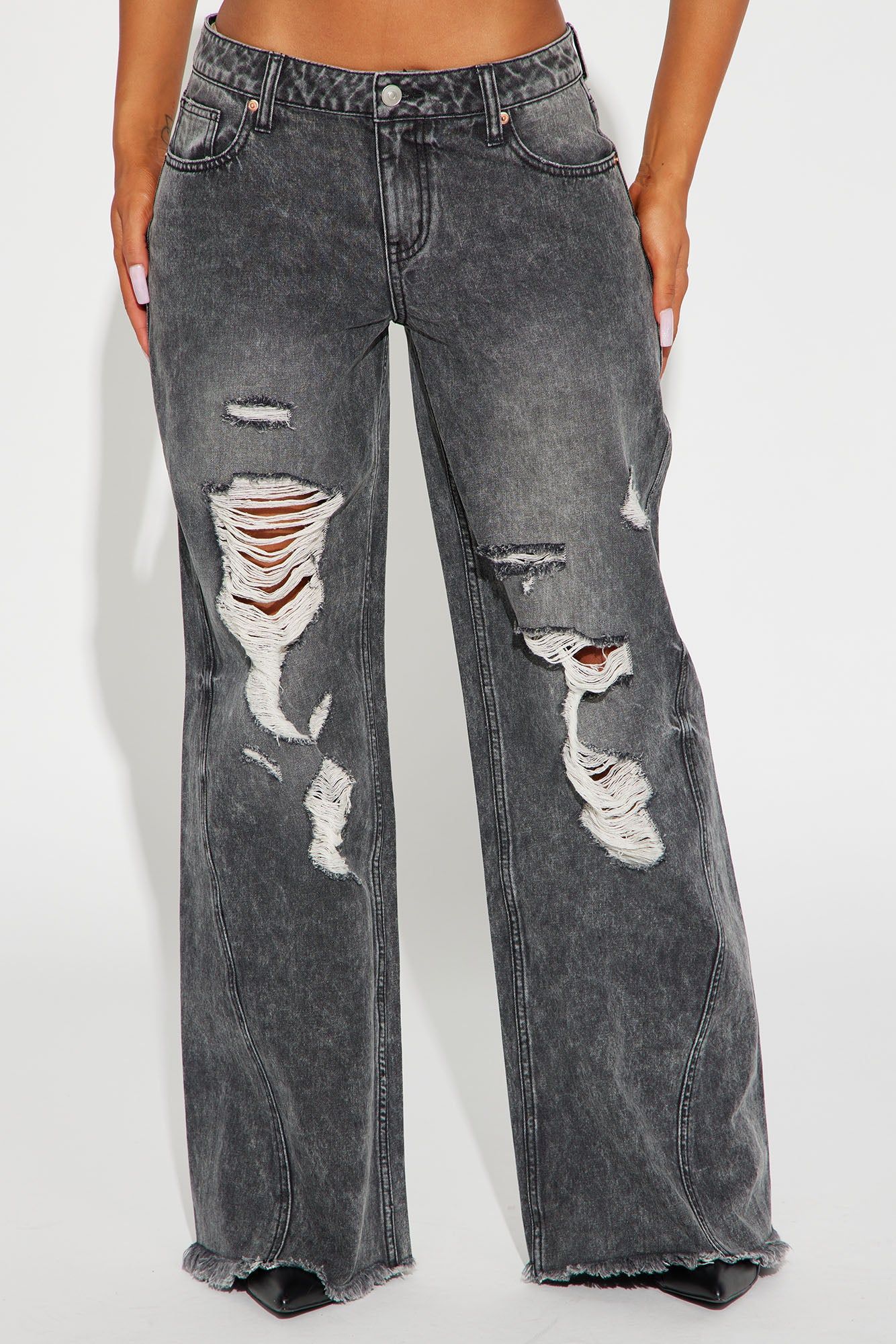 Mellowed Out Ripped Baggy Jeans - Grey sold by Fashion Nova product image thumbnail 2