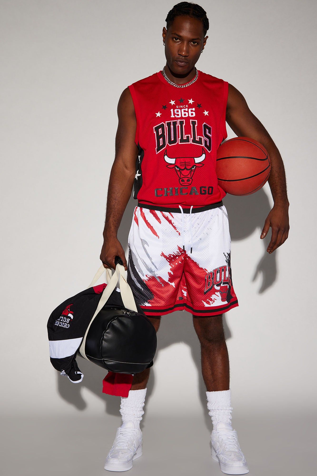 Bulls Wet Paint Mesh Shorts - White/combo sold by Fashion Nova product image thumbnail 3