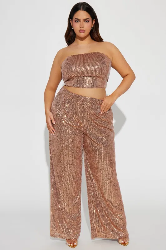 Stella Sequin Pant Set - Mocha sold by Fashion Nova
