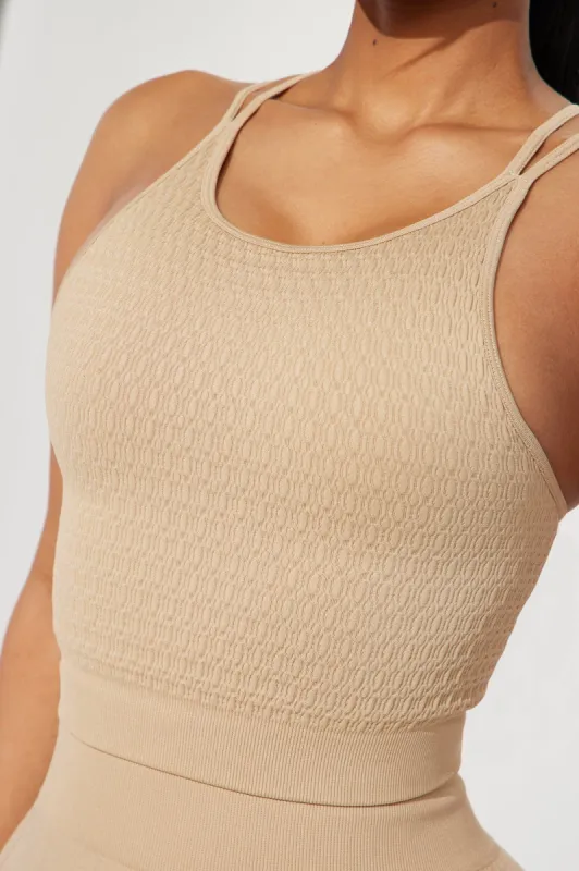 Vitality Textured Seamless Active Top - Sand sold by Fashion Nova