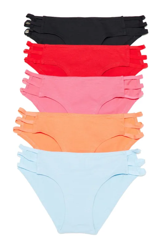 Cool and Chill 5 Pack Bikini Panties - Black/combo sold by Fashion Nova