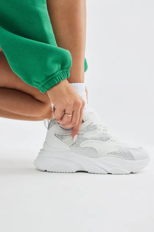 Sabreena Embellished Sneakers - White sold by Fashion Nova