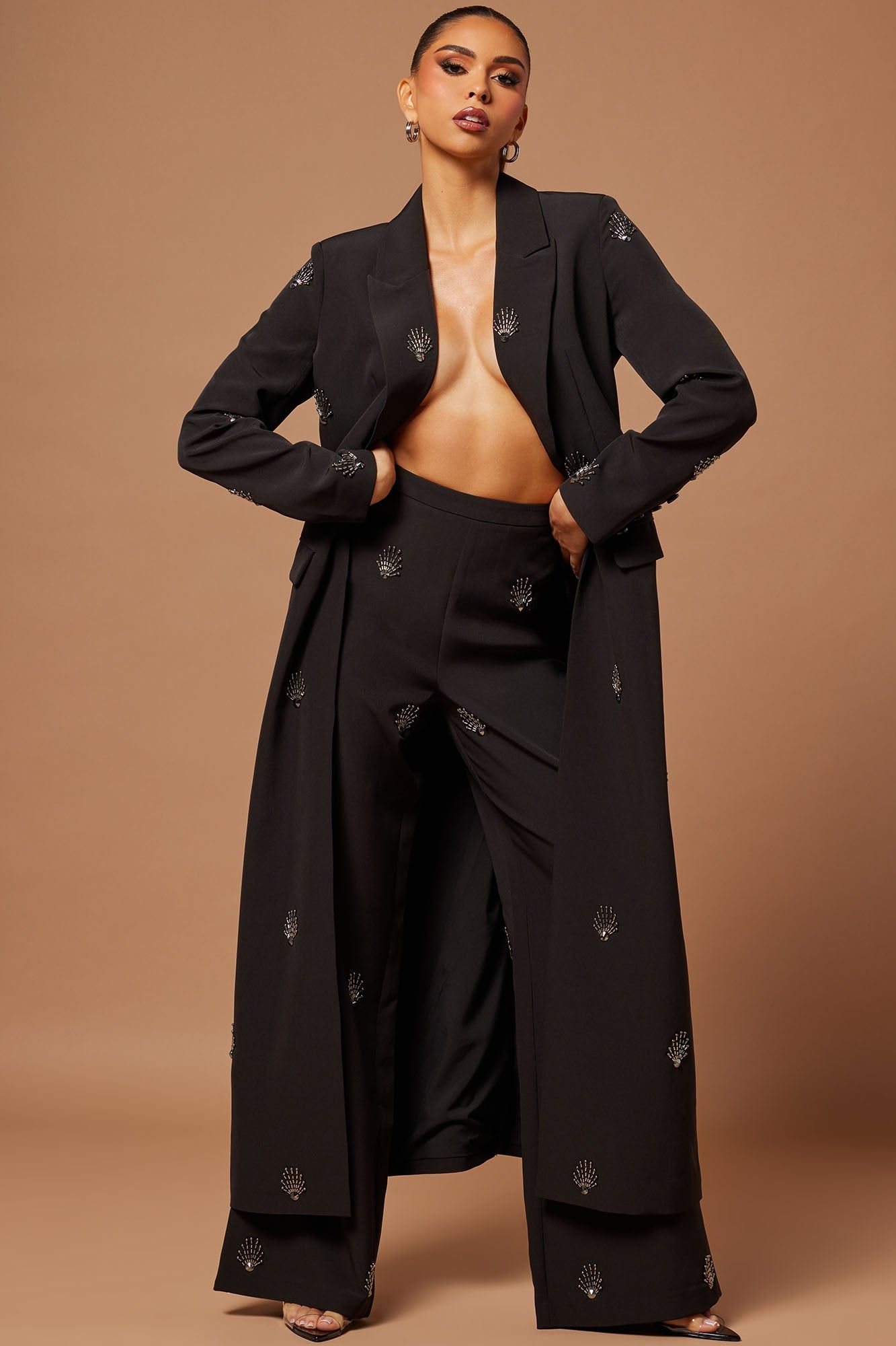 Natalia Embellished Blazer Jacket - Black sold by Fashion Nova