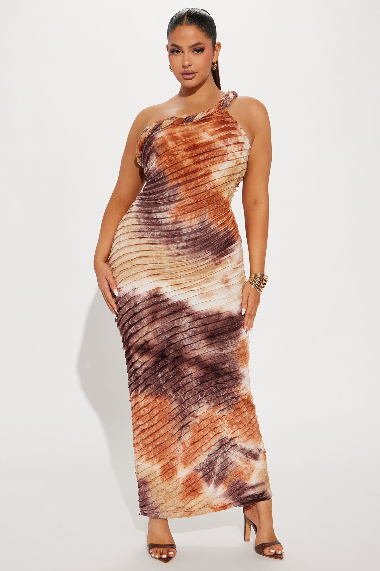 Maylee Textured Maxi Dress - Brown Combo sold by Fashion Nova product image thumbnail 4