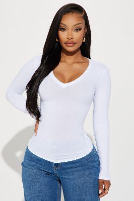 Nara Long Sleeve Top - White sold by Fashion Nova