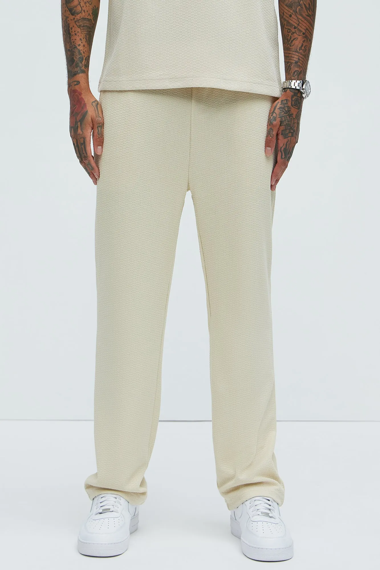 Capstan Straight Textured Pants - Cream sold by Fashion Nova