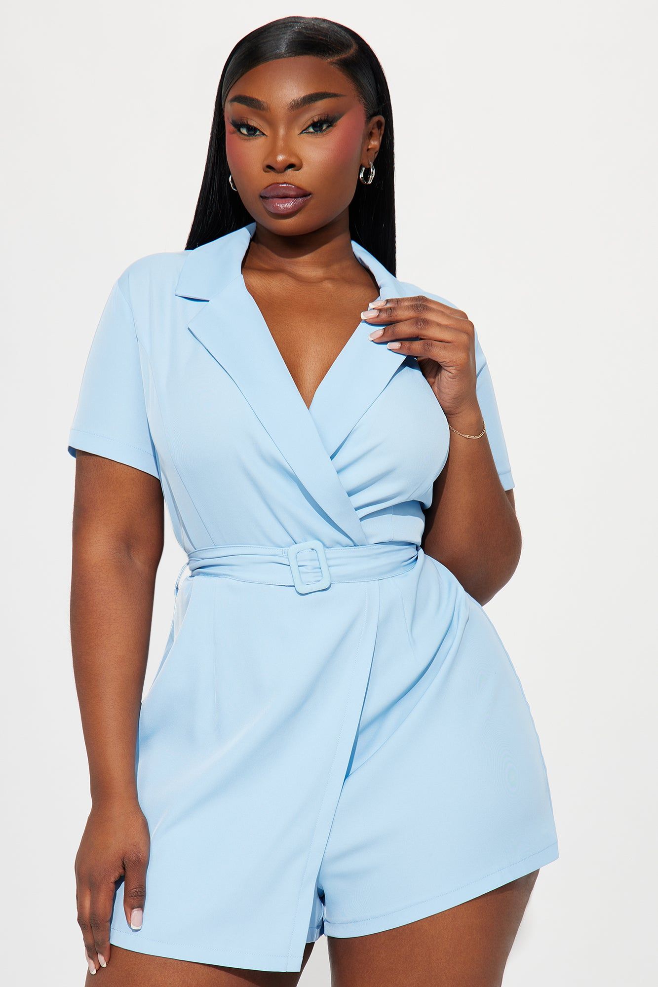 Know My Worth Blazer Romper - Light Blue sold by Fashion Nova product image thumbnail 5