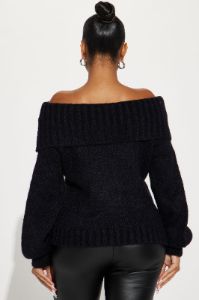 Call Me Off Shoulder Sweater - Black sold by Fashion Nova