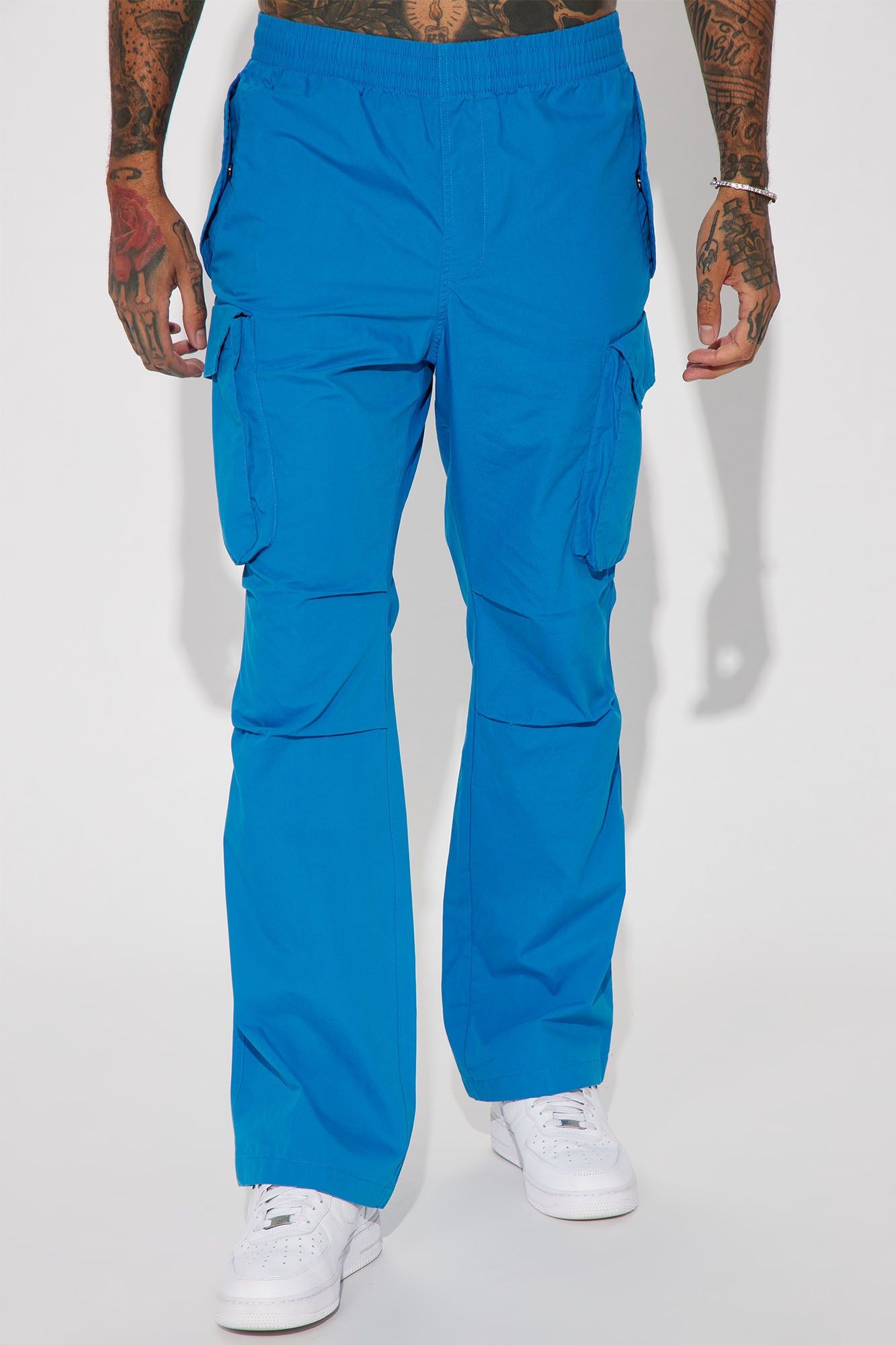 Slim Flare Cargo Parachute Pants - Blue sold by Fashion Nova product image thumbnail 5