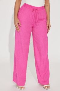 Playin Around Linen Wide Leg Pant - Fuchsia sold by Fashion Nova