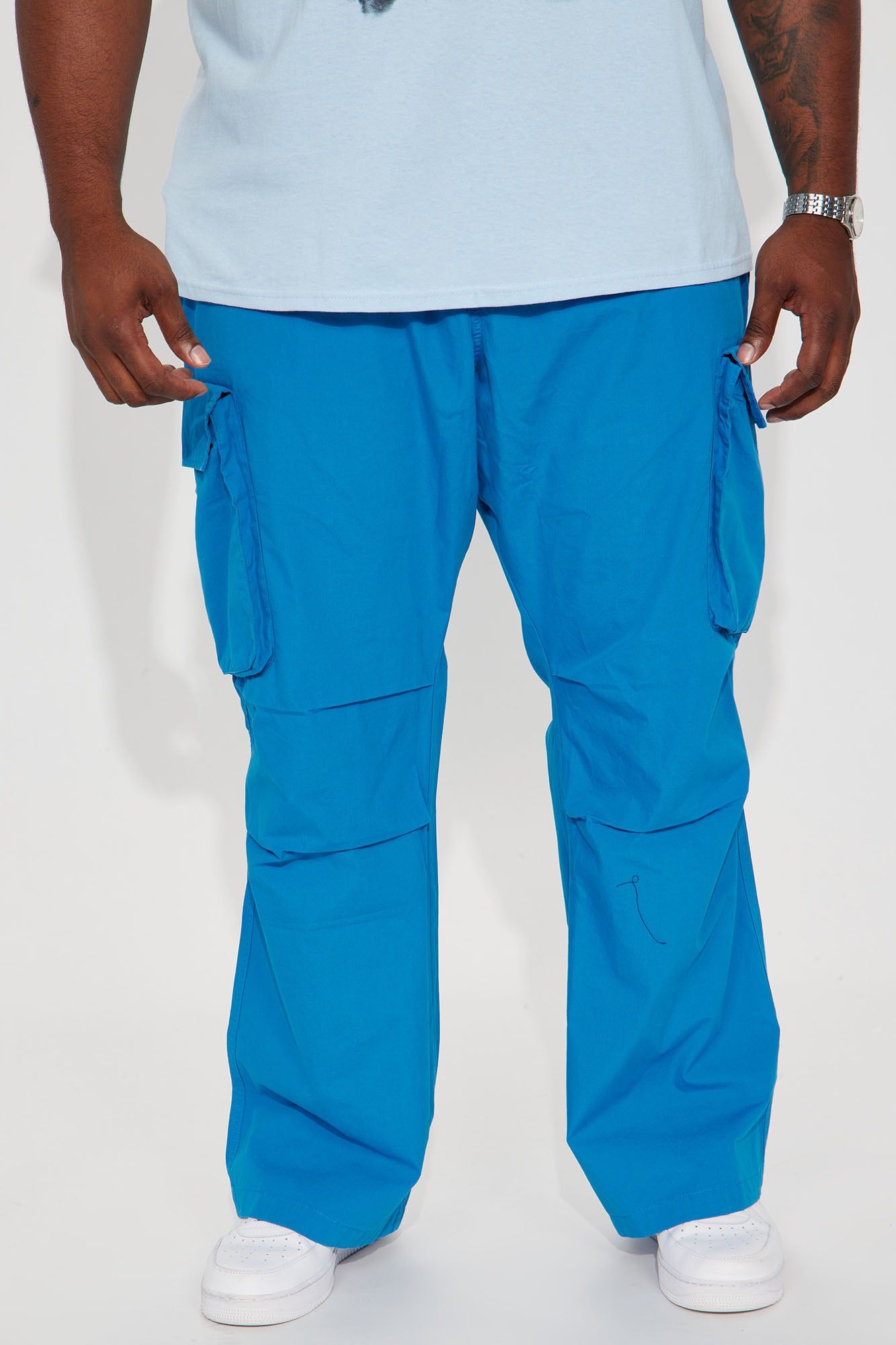 Slim Flare Cargo Parachute Pants - Blue sold by Fashion Nova product image thumbnail 2