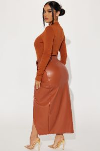 Willow Faux Leather Maxi Dress - Camel sold by Fashion Nova