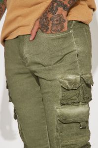 Loaded Stacked Skinny Cargo Jeans - Olive sold by Fashion Nova
