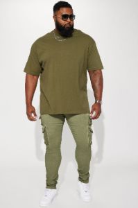 Loaded Stacked Skinny Cargo Jeans - Olive sold by Fashion Nova