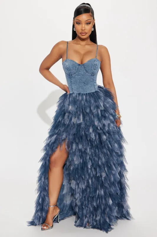 Life In Denim Maxi Dress - Denim sold by Fashion Nova