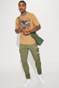 Loaded Stacked Skinny Cargo Jeans - Olive sold by Fashion Nova