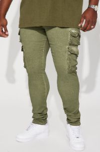Loaded Stacked Skinny Cargo Jeans - Olive sold by Fashion Nova