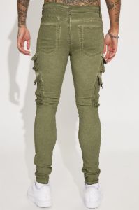 Loaded Stacked Skinny Cargo Jeans - Olive sold by Fashion Nova