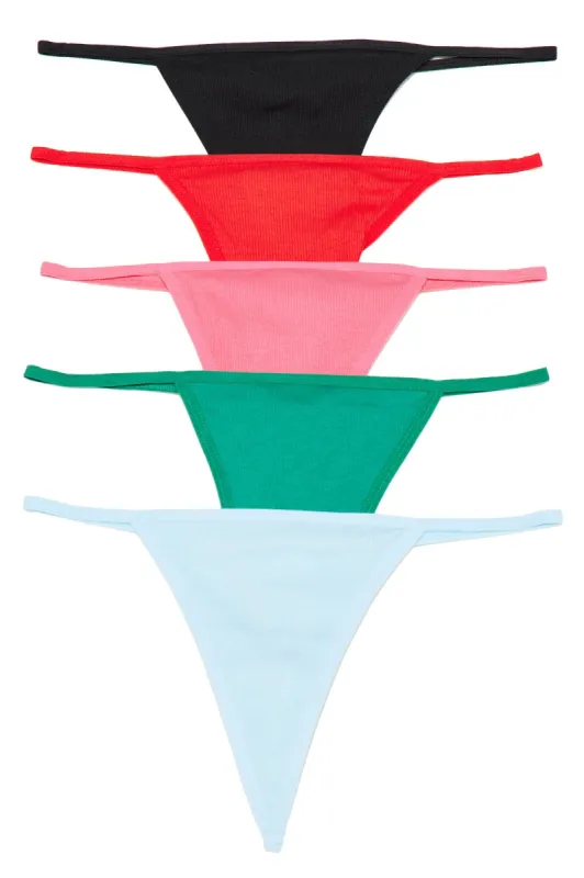 Favorite Moods 5 Pack G String Panties - Pink sold by Fashion Nova