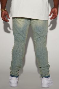 Let's Work On It Stacked Skinny Jeans - Vintage Blue Wash sold by Fashion Nova