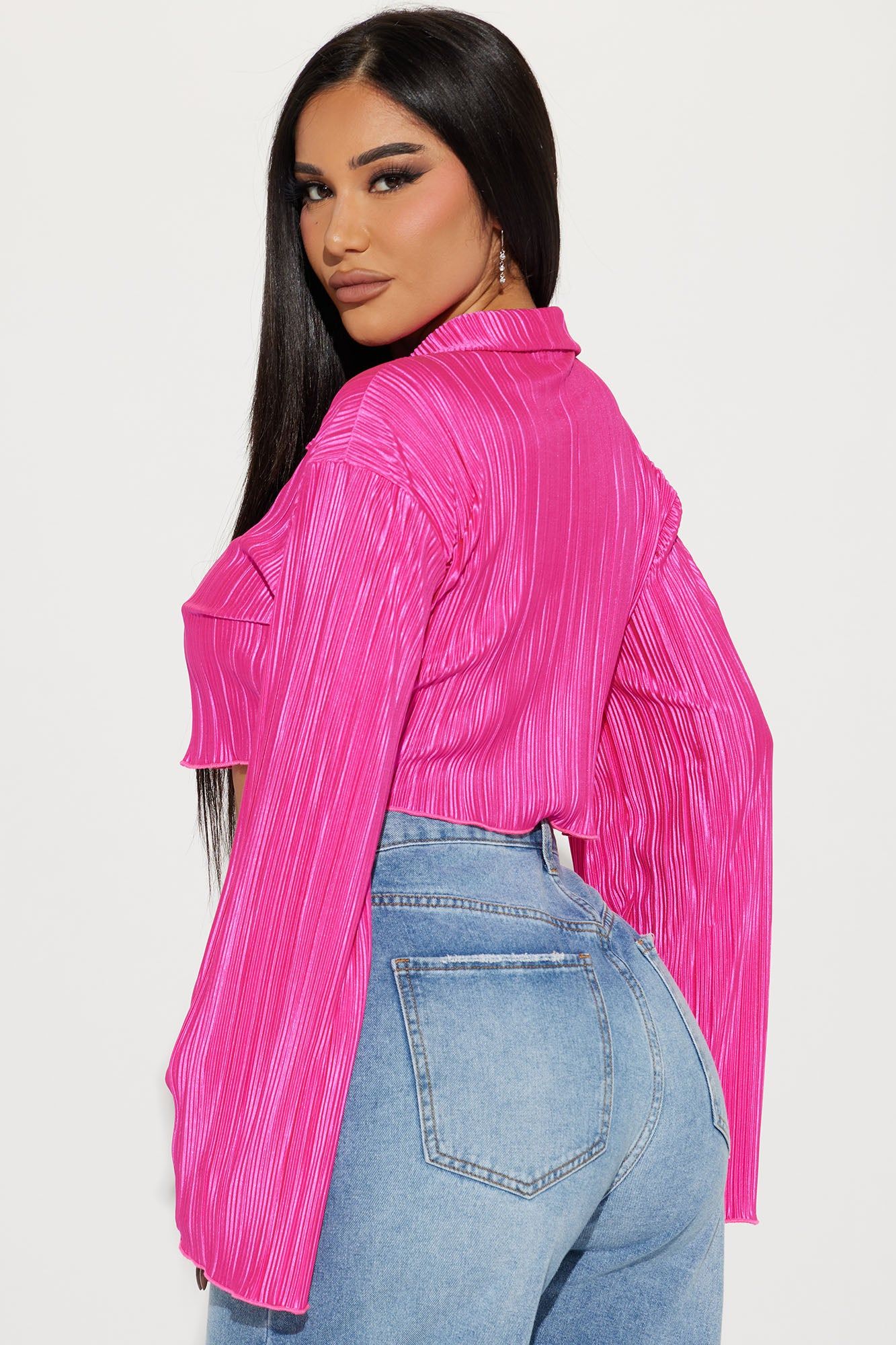 Find Your Love Cropped Shirt - Fuchsia sold by Fashion Nova product image thumbnail 3