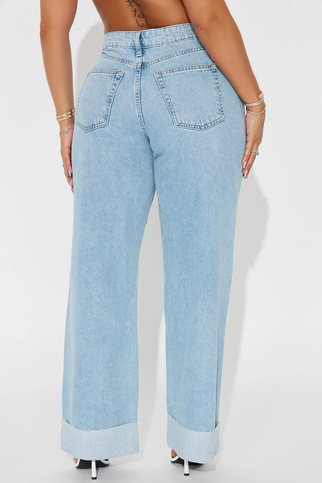 Getting Caught In It Crossover Cuffed Straight Leg Jeans - Light Wash sold by Fashion Nova product image thumbnail 3
