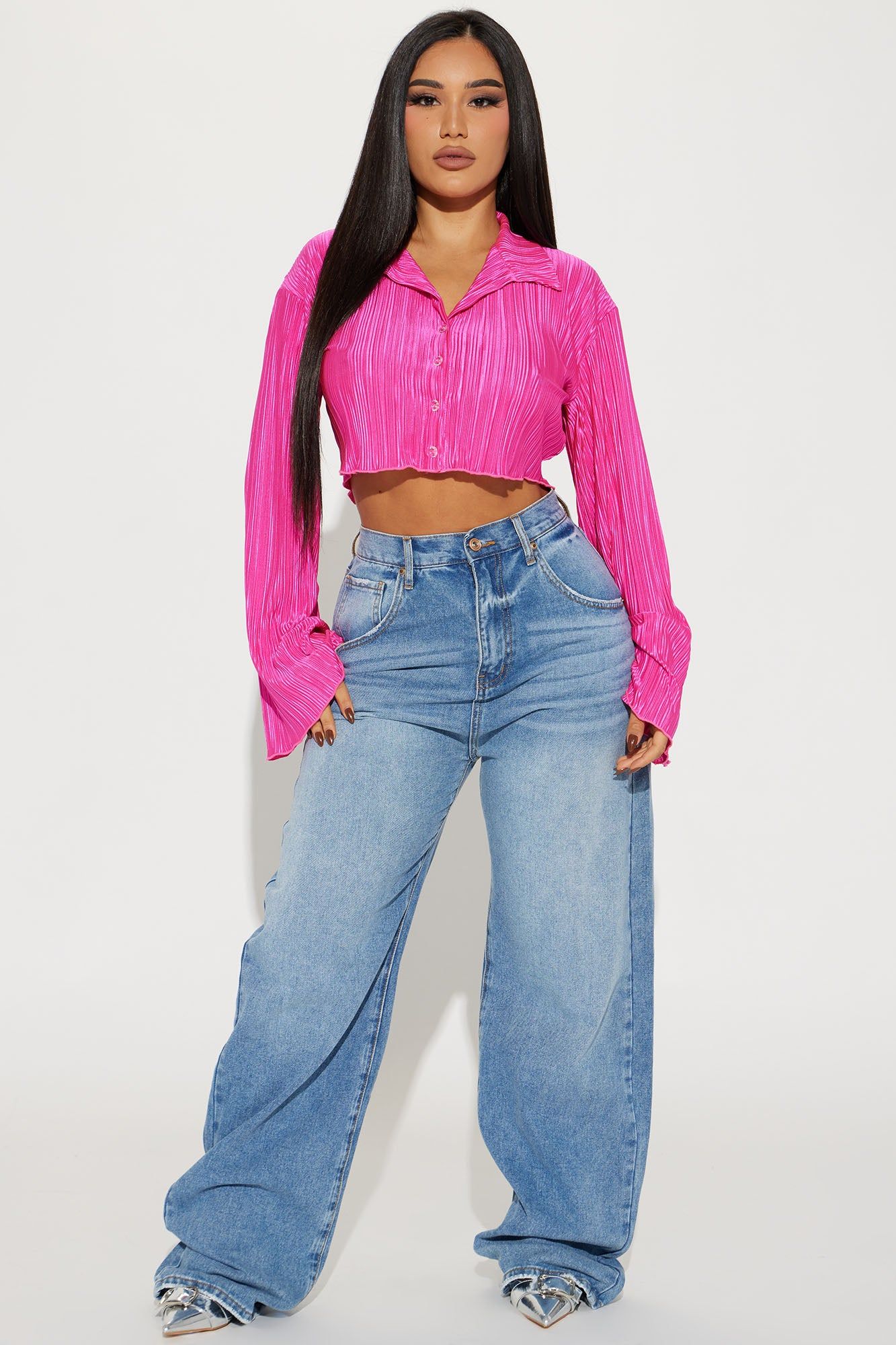 Find Your Love Cropped Shirt - Fuchsia sold by Fashion Nova product image thumbnail 2