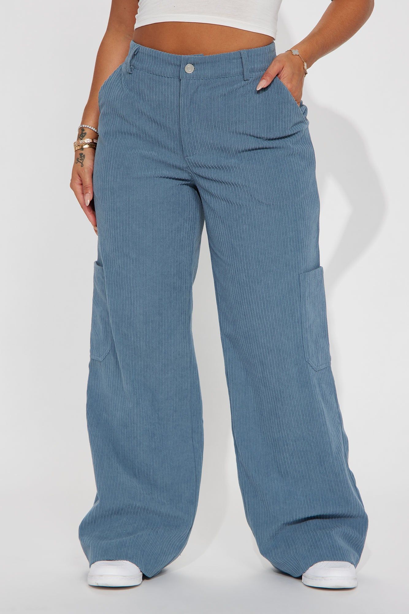 Lennon Wide Leg Corduroy Pant - Slate Blue sold by Fashion Nova product image thumbnail 2