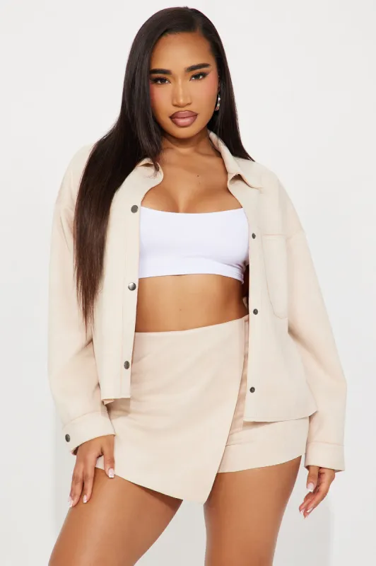 Scarlett Faux Suede Skort Set - Cream sold by Fashion Nova