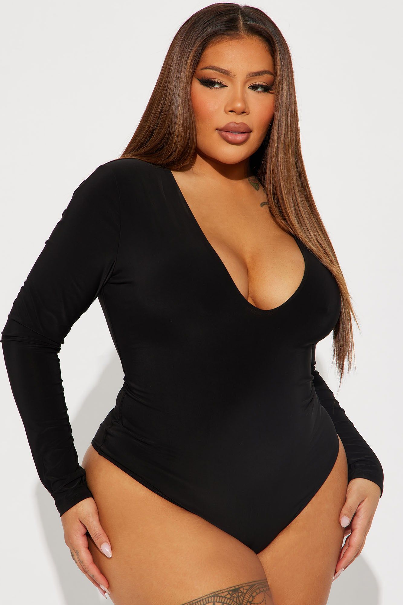 Take The Plunge Lined Long Sleeve Bodysuit - Black sold by Fashion Nova product image thumbnail 5