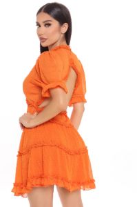 Got You In My Zone Ruffle Mini Dress - Orange sold by Fashion Nova