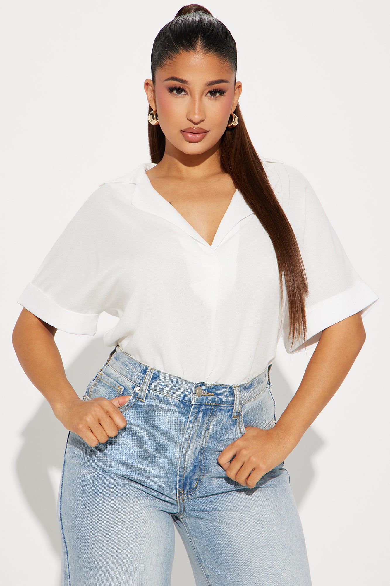 Daily Duty Blouse Top - Off White sold by Fashion Nova